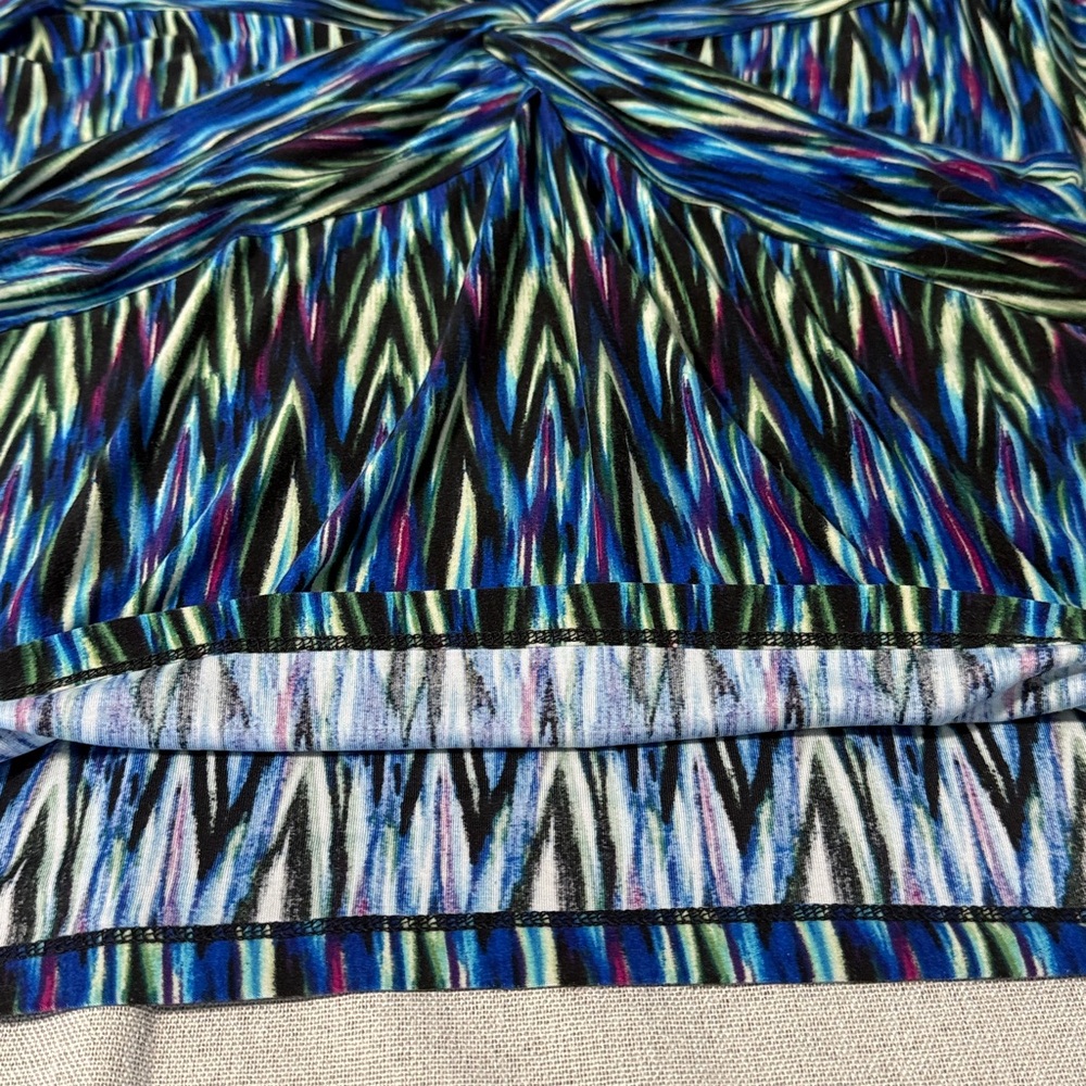 Rafaella Twist-Front Blue Patterned Women's Top SZL - Picture 14 of 14
